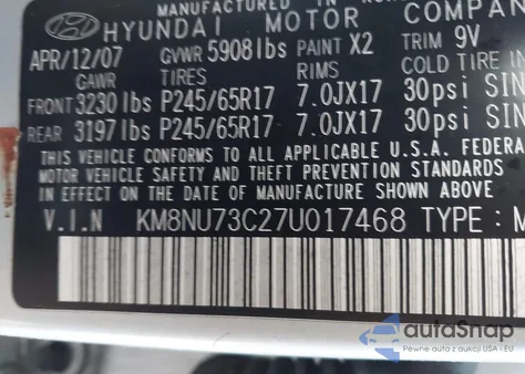 2007 Hyundai Veracruz Gls/Limited/Se from USA, damaged, VIN KM8NU73C27U017468